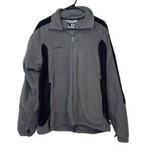 Columbia Men’s Full Zip Fleece Jacket Size L Gray Black Zip Pockets Fall Winter